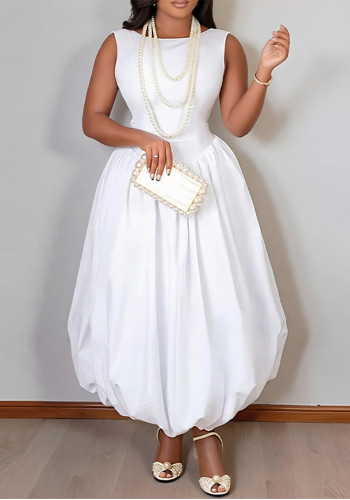 Women Spring Solid Patchwork Sleeveless Tulip Dress