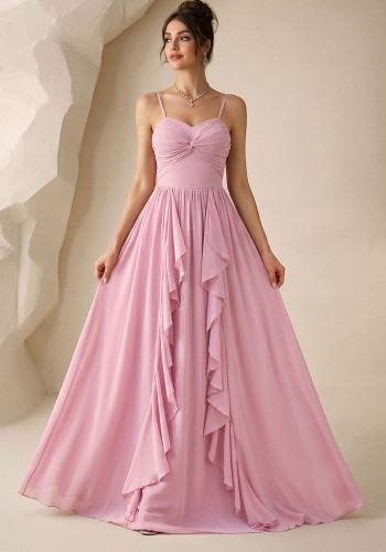 Women Chiffon Off-Shoulder Asymmetrical Maxi Dress
