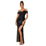 Summer Off Shoulder Sequin Formal Party Evening Dress