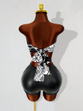 Women's Print Low Back Lace-Up Sexy Sleeveless Tank Top