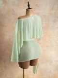 Women's Sexy Beach Holidays Slash Shoulder Crop Top & Bodycon Skirt Two-Piece Set