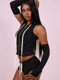 Women's Hooded Zip Pocket Top & Shorts Casual Sports Three-Piece Set