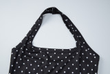 Women Polka Dot Halter Neck Backless Tank Top