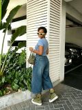 Women Spring/Summer Retro Fun Embroidered Wide-Leg Denim Pant