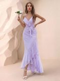 Women Irregular Backless Polka Dot Halter Dress