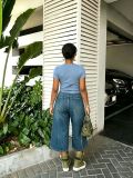 Women Spring/Summer Retro Fun Embroidered Wide-Leg Denim Pant