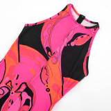 Women Summer Sleeveless Print Jumpsuit