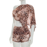 Women Spring/Summer Print Crop Top and Shorts Two-piece Set