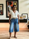 Women Wide-Leg Denim Shorts