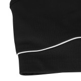 Women Summer U-Neck Sports Vest Stretchy Shorts Two-Piece Set