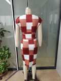 Women Autumn V-Neck Print Bodycon Dress