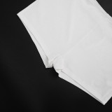 Women Solid Off-Shoulder Short-Sleeve Top and Shorts Two-Piece Set
