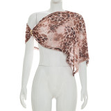 Women Spring/Summer Print Crop Top and Shorts Two-piece Set