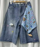 Women Bear and Star Wide-Leg Denim Pant