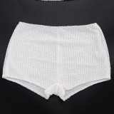Women V-Neck Halter Neck Tie-Waist Crop Top and Sequined Shorts Two-Piece Set