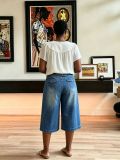 Women Wide-Leg Denim Shorts