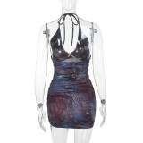 Women V Neck Halter Neck Off-Shoulder Bodycon Strap Dress