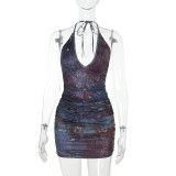 Women V Neck Halter Neck Off-Shoulder Bodycon Strap Dress