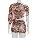 Women Spring/Summer Print Crop Top and Shorts Two-piece Set