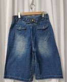 Women Wide-Leg Denim Shorts