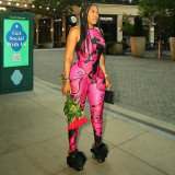 Women Summer Sleeveless Print Jumpsuit