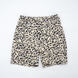 Women Leopard Print Camisole Crop Top and Shorts Two-piece Set