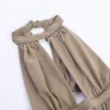Women Ribbon Hollow-Out Dress