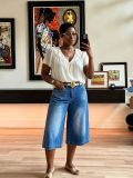 Women Wide-Leg Denim Shorts