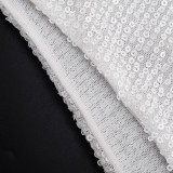 Women V-Neck Halter Neck Tie-Waist Crop Top and Sequined Shorts Two-Piece Set