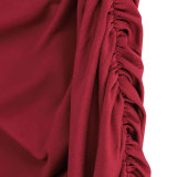 Women Slender Neck Solid Simple V-Neck Bodycon Dress