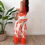 Women Spring/Summer Print Camisole Top and Wide-Leg Pants Two-Piece Set