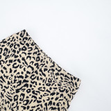 Women Leopard Print Camisole Crop Top and Shorts Two-piece Set