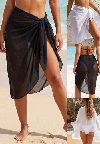 Women's One-Piece Lace-Up Chiffon See-Through Beach Skirt