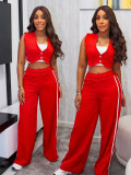 Women's Casual Sleeveless Cropped Top & Pants Two-Piece Set