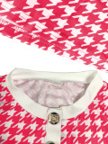 Women's Fashion Houndstooth Short Sleeve Tight Fitting Top & Shorts Set
