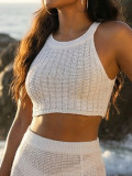 Women's Sexy Hollow Crop Strap Top Beach Cover-Up