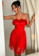 Women's Sexy Faux Fur Lace See-Through Mesh Pearl Strap Babydoll Lingerie Dress