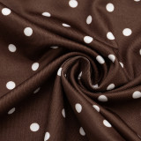 Spring/Summer Women's Polka Dot Print Mesh Cape Sleeve Ruched Bodycon Dress
