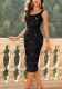 Women's Fashion Sequin Beaded Sleeveless Round Neck Back Slit Bodycon Evening Dress