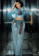 Summer Women's Casual Printed Stretch Mesh Long Sleeve Top & Denim Pants Two-Piece Set