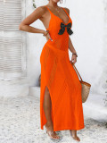 Women's Holidays Lace-Up Slit Sexy Lace Strap Beach Maxi Dress