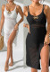 Women's Patchwork Hollow Metal Shell Buckle Slit Beach Cover-Up Dress