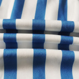 Women's Striped Round Neck Cropped T-Shirt & High Waist Wide Leg Pants Two-Piece Set