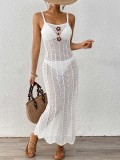 Women's Crochet Patchwork Hollow Beach Strap Long Dress