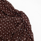 Spring/Summer Women's Polka Dot Print Mesh Cape Sleeve Ruched Bodycon Dress