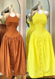 Summer Women's Plus Size Sexy Strap Dress Low Back Slim Fit Slim Waist Flared Maxi Dress