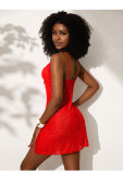 Women's Sequin Lace See-Through Mesh V-Neck Side Slit Strap Nightdress