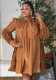 Summer Women's Plus Size Lace Patchwork Long Sleeve Midi Dress