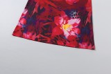 Summer Women's Sexy Lace Patchwork Print Low Back Long Dress