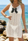 Women's Beach Holidays Bow Patchwork Hollow Strap Cover-Up Dress